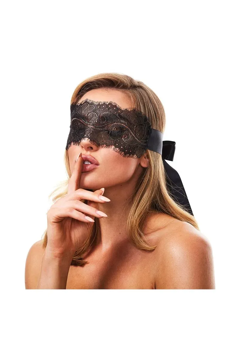Secret Kisses Boudoir Sheer Lace benda pizzo nero
