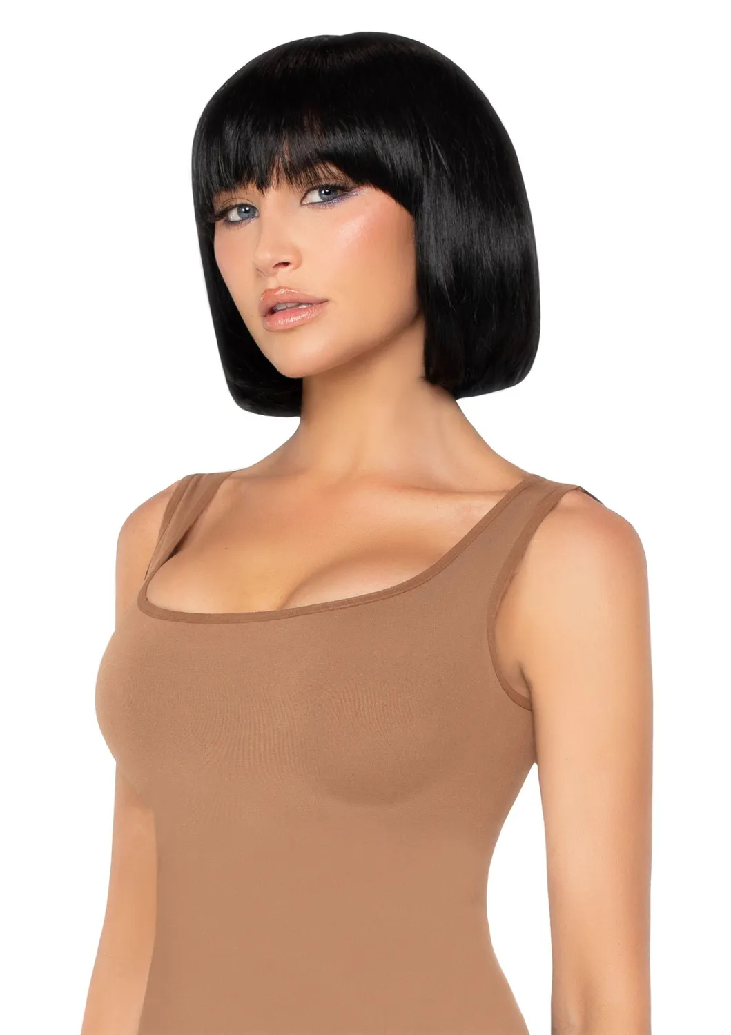 Leg Avenue Short Natural Bob parrucca nera corta mento