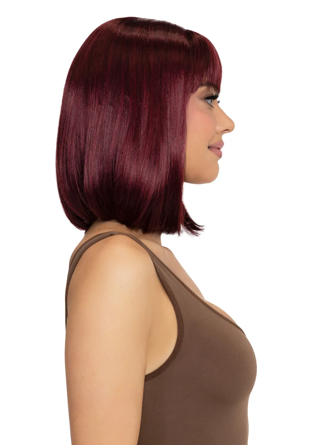 Leg Avenue Angled Bob parrucca caschetto borgogna liscia