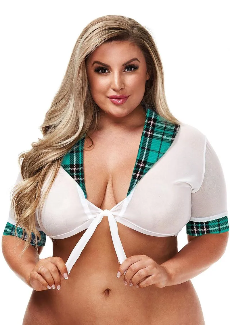 Teacher's Pet Top Scolara Bianco Quadri Taglia Unica