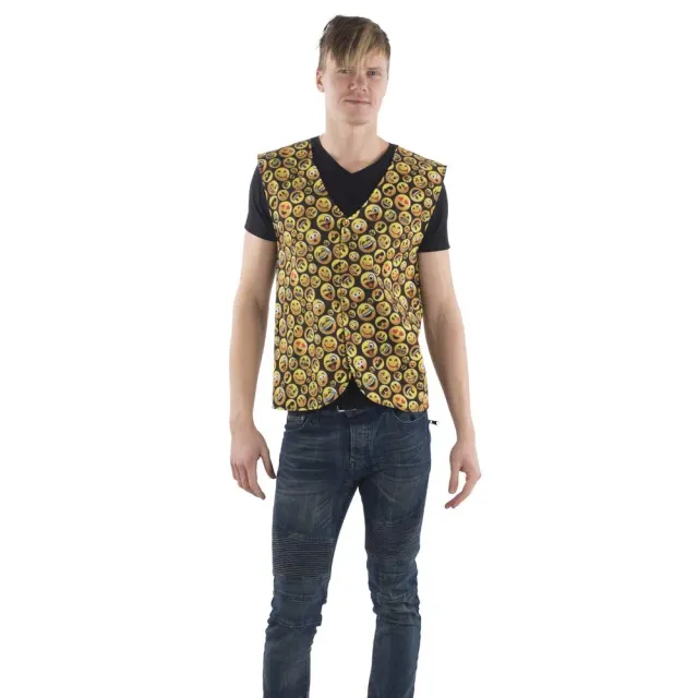 Dress Up America Emoji Gilet Stampato Giallo L-XL Uomo