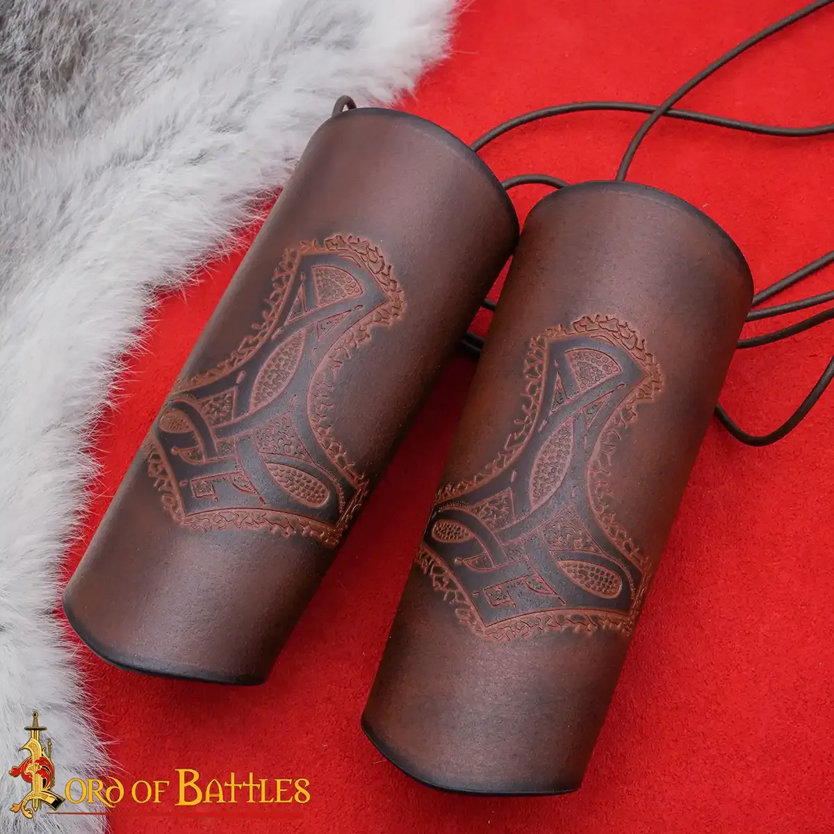 Medieworld Mjolnir bracciali avambraccio in pelle vera