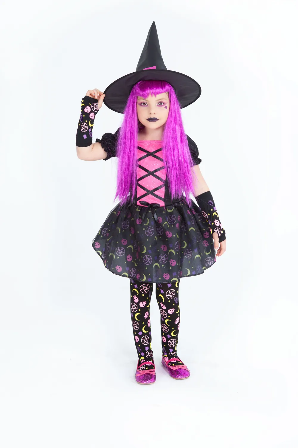 Rubies Moonlight Pink strega costume bimba 4 pezzi