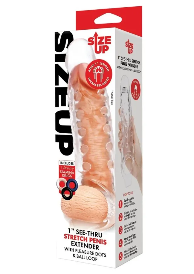 Size Up Stretch Extender guaina trasparente 2,5 cm con anelli