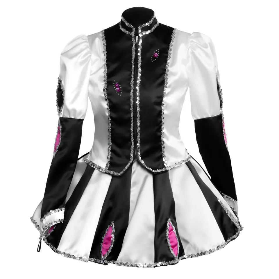 Altenburg vestito guardia nero bianco fiori rosa paillettes