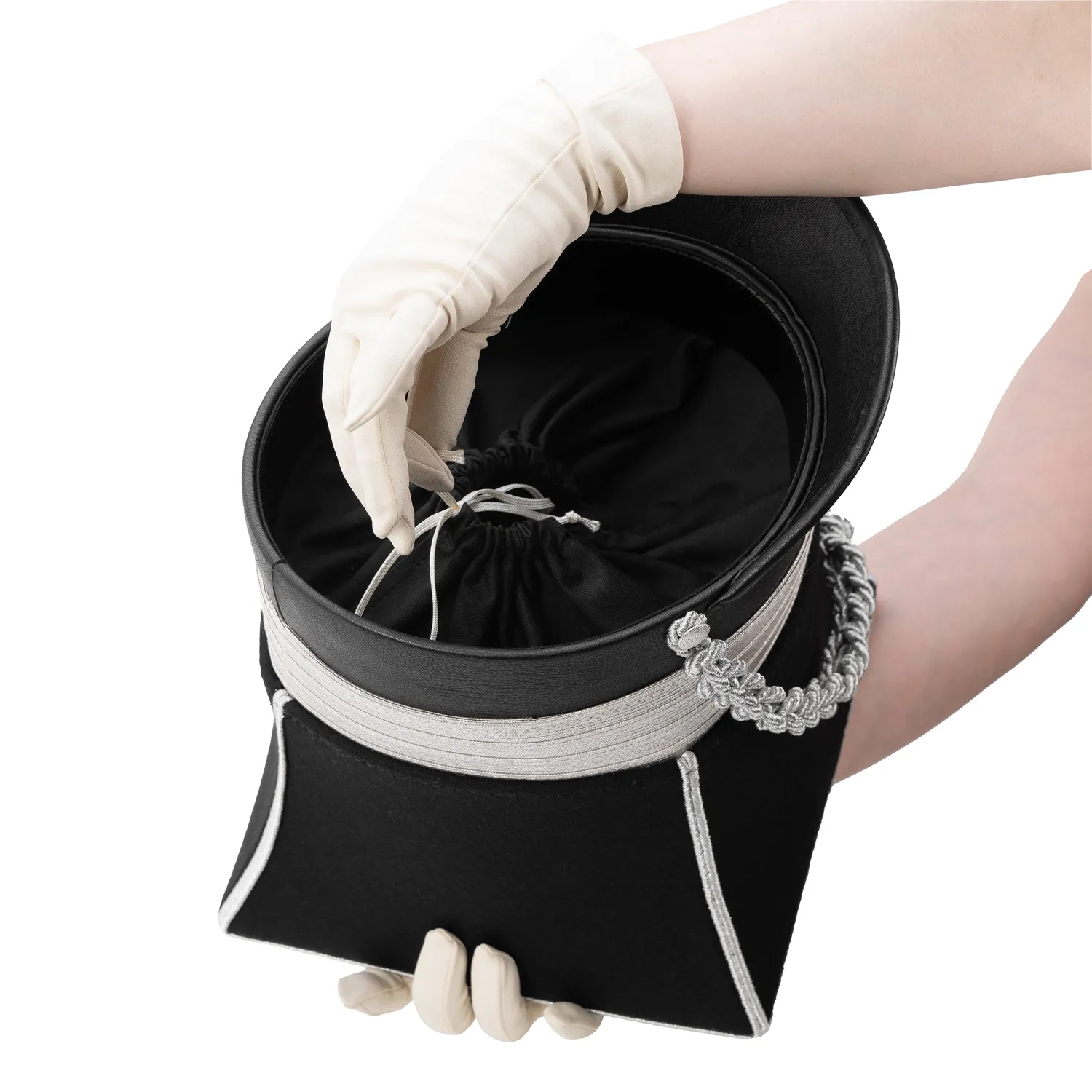 Altenburg shako elegante argento nero con cordone