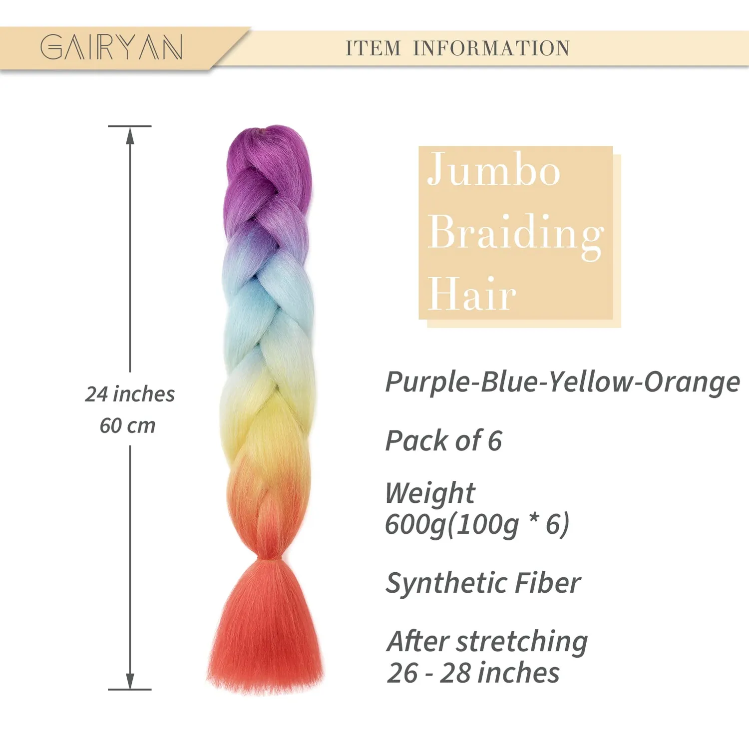 Gairyan Jumbo Braids 24 extension treccine ombre multicolor