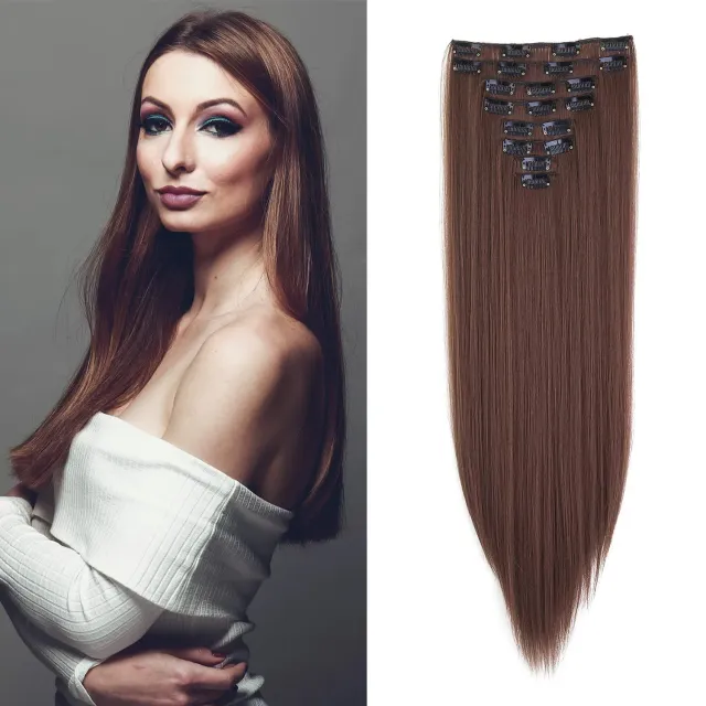 Gairyan extension clip lisce 60cm auburn scuro 8 pezzi