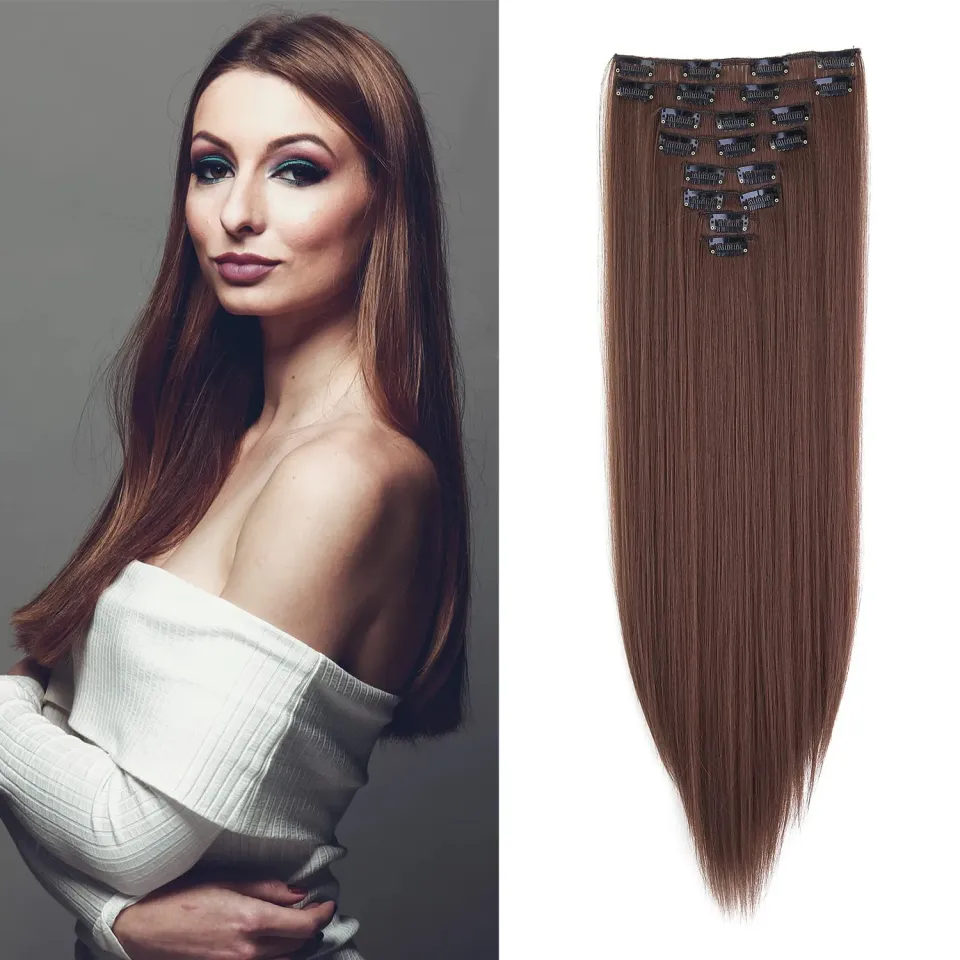 Gairyan extension clip lisce 60cm auburn scuro 8 pezzi