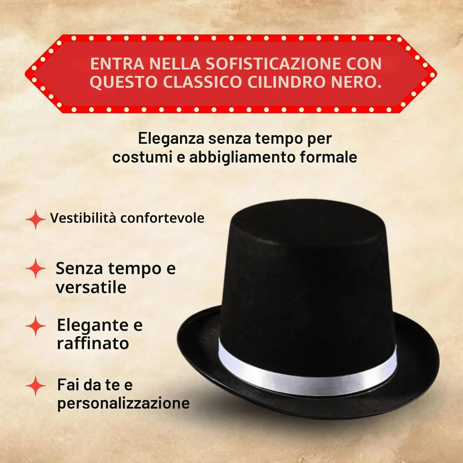 Dress Up America Cappello Cilindro Nero Mago Festa Taglia Unica