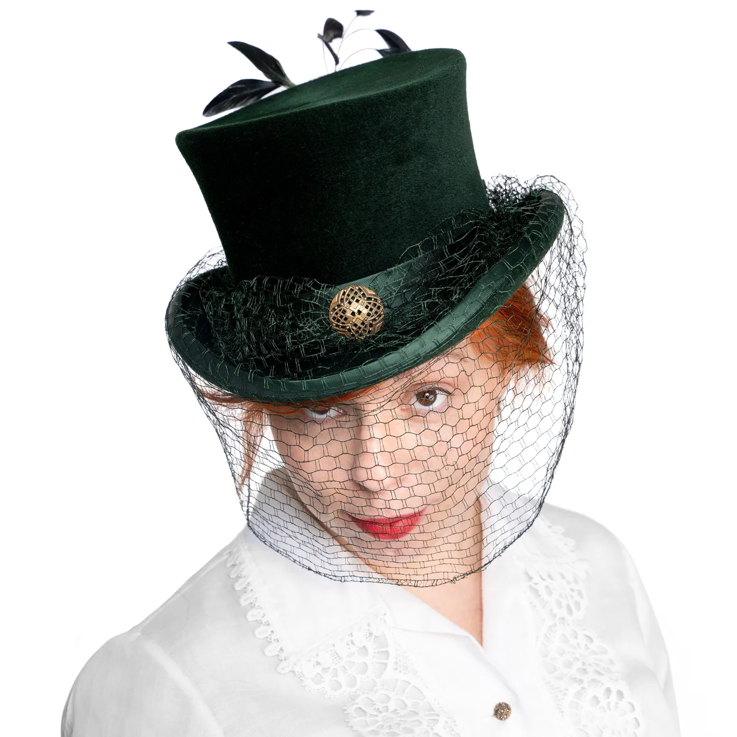 Altenburg Amazzone cilindro donna verde velo e piuma
