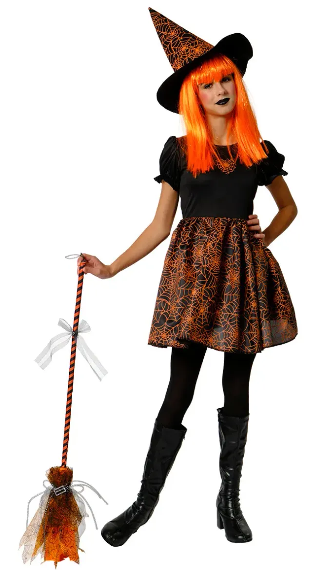 Rubies Spiderweb Neon costume strega M arancione