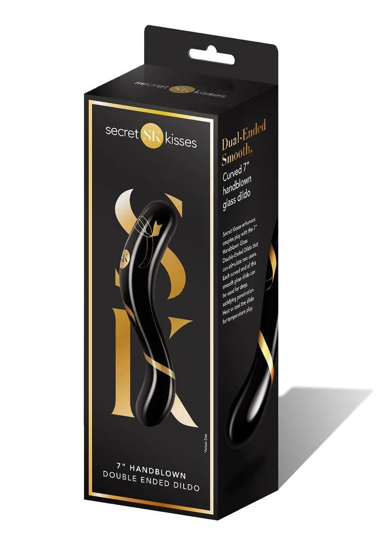 Secret Kisses Double Ended 7" dildo vetro nero-oro