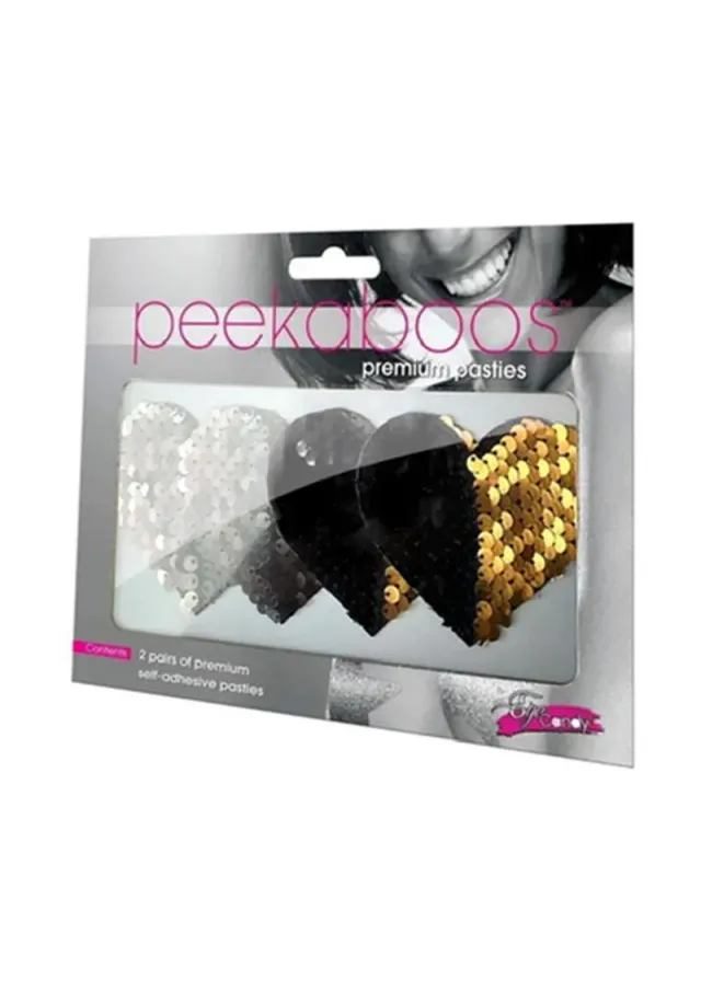 Pleasure Wigs Peekaboos Hearts copricapezzoli cuore paillettes 2 paia