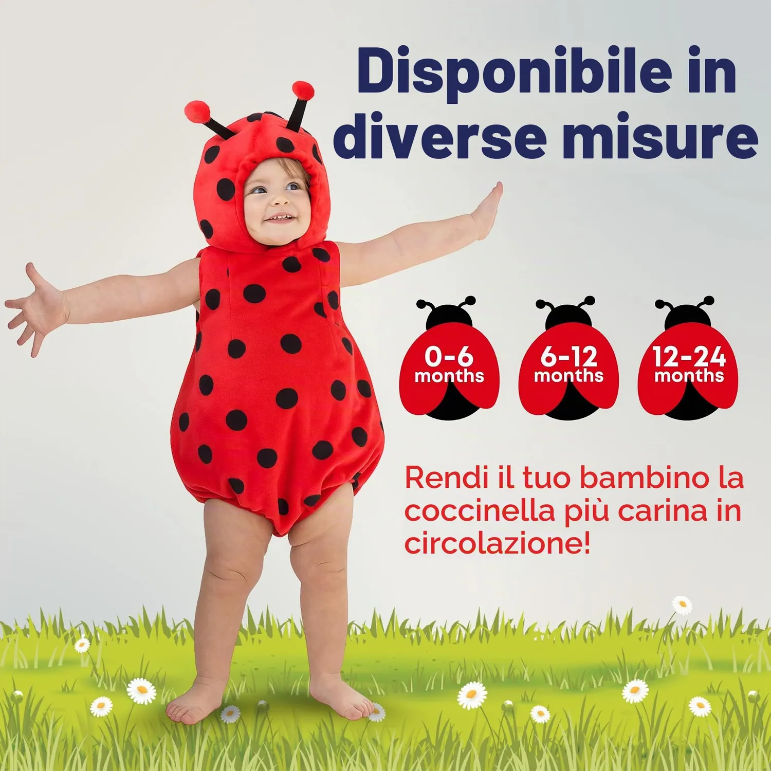 Dress Up America Costume Coccinella Neonata 6-12 Mesi Rosso Nero
