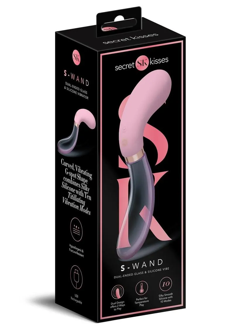 Secret Kisses S-Wand vibratore rosa vetro e silicone