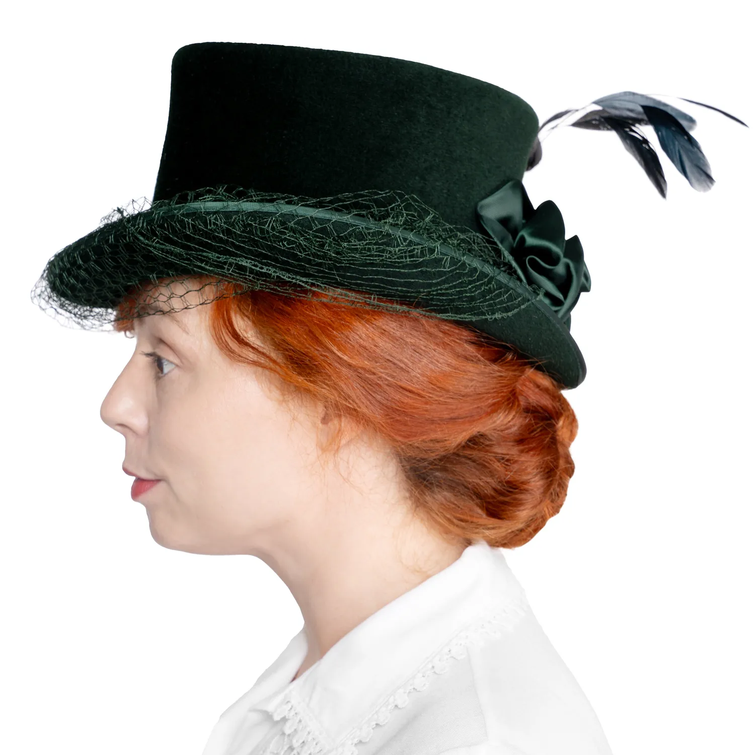 Altenburg Amazzone cilindro donna verde velo e piuma