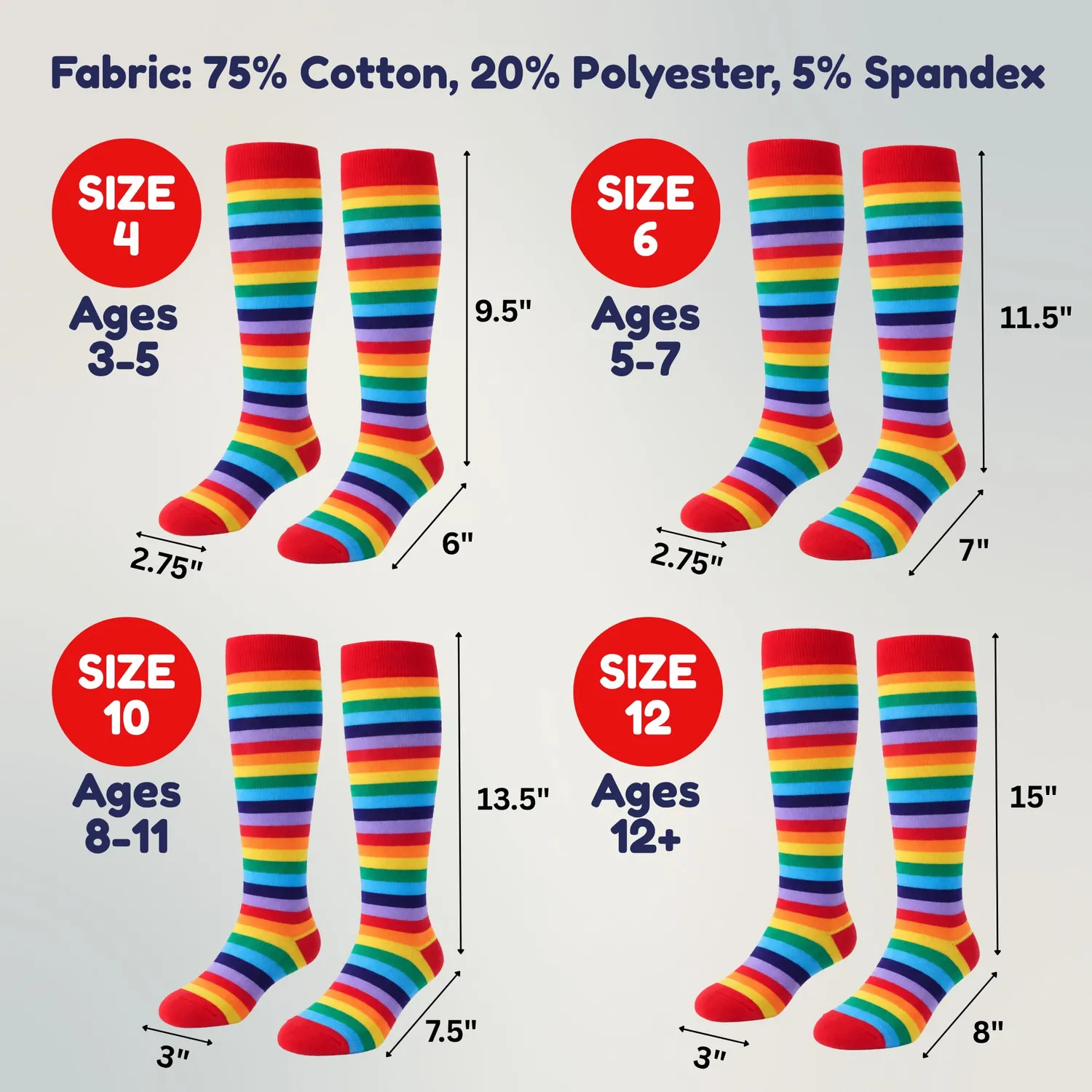 Dress Up America Calzini a righe cotone adulti ginocchio