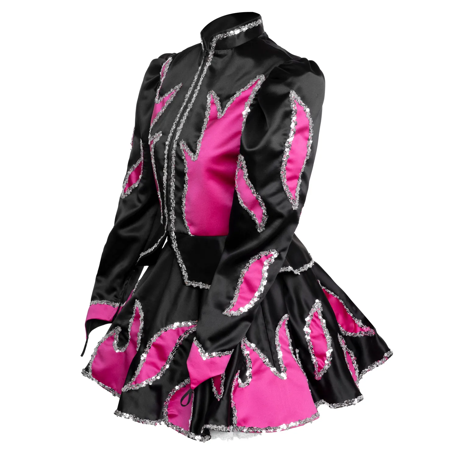 Altenburg abito majorette nero fiamme rosa paillettes