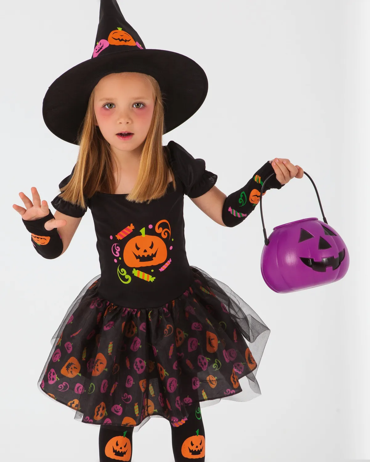 Rubies Candy costume strega bambina con cappello Halloween