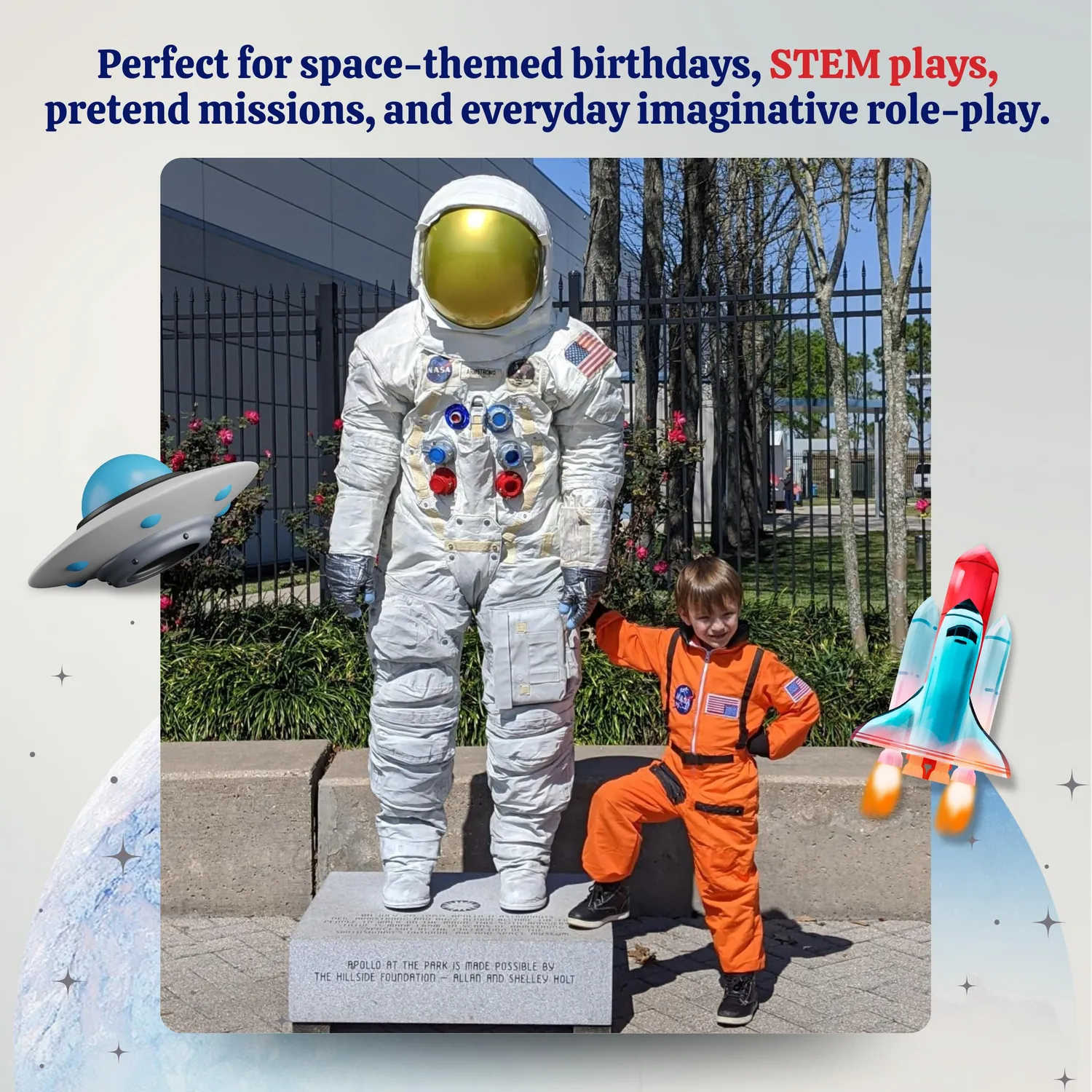Dress Up America Costume Astronauta NASA Bambini arancione unica