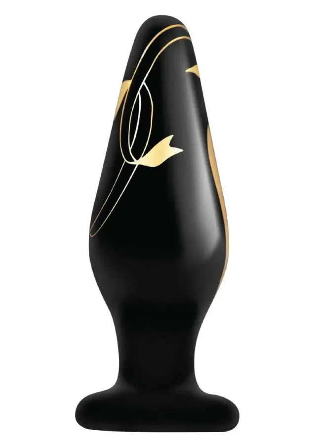 Secret Kisses 4.5 Plug anale in vetro nero oro