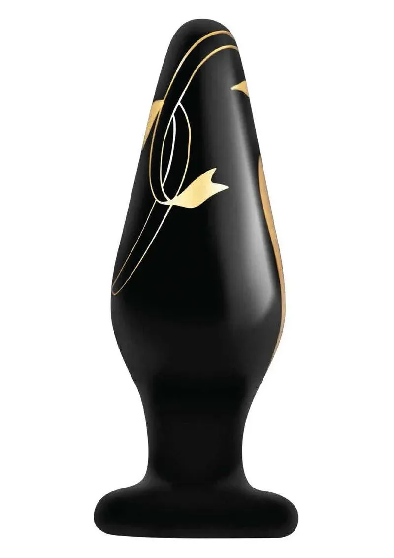 Secret Kisses 4.5 Plug anale in vetro nero oro