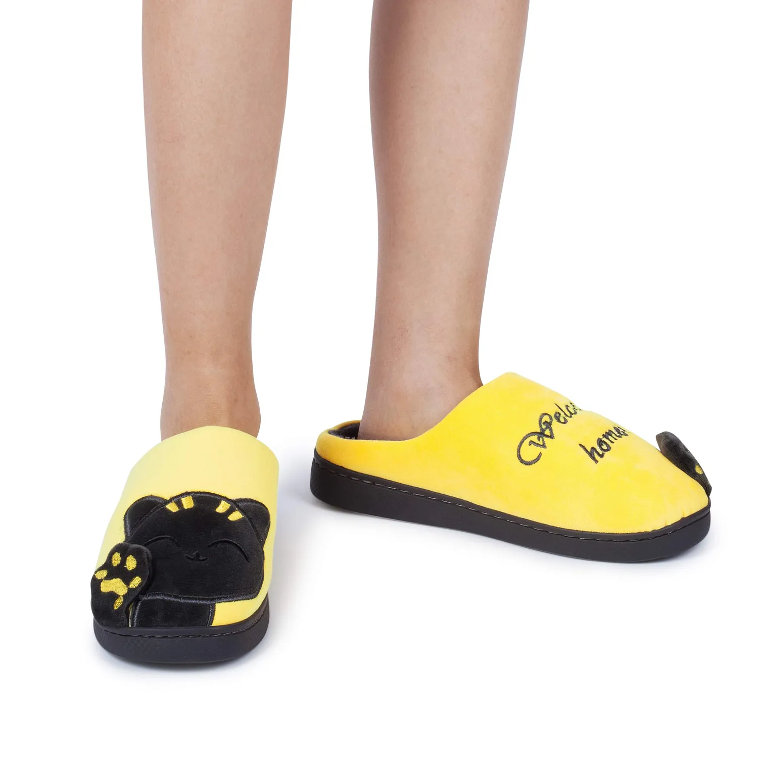 Katara Gatto Nero Giallo pantofole peluche unisex
