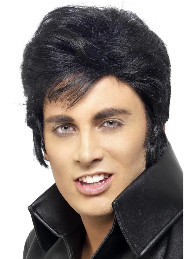 Rubies Elvis parrucca adulto nera ciuffo rock