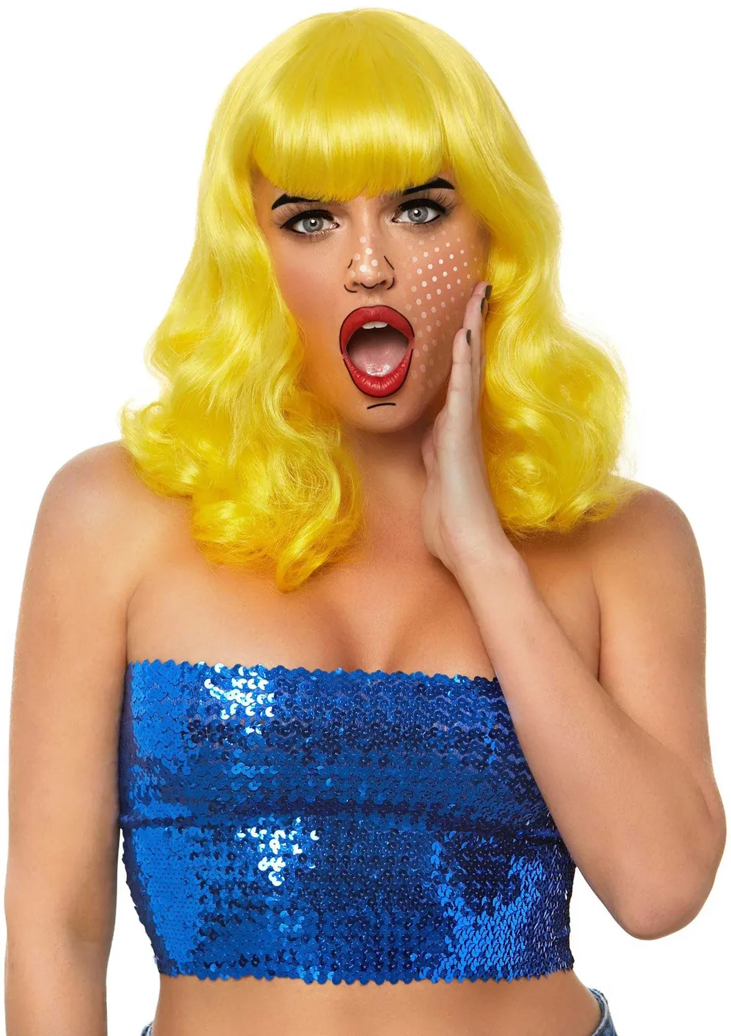 Leg Avenue Retro Bang Curly Bob parrucca gialla riccia
