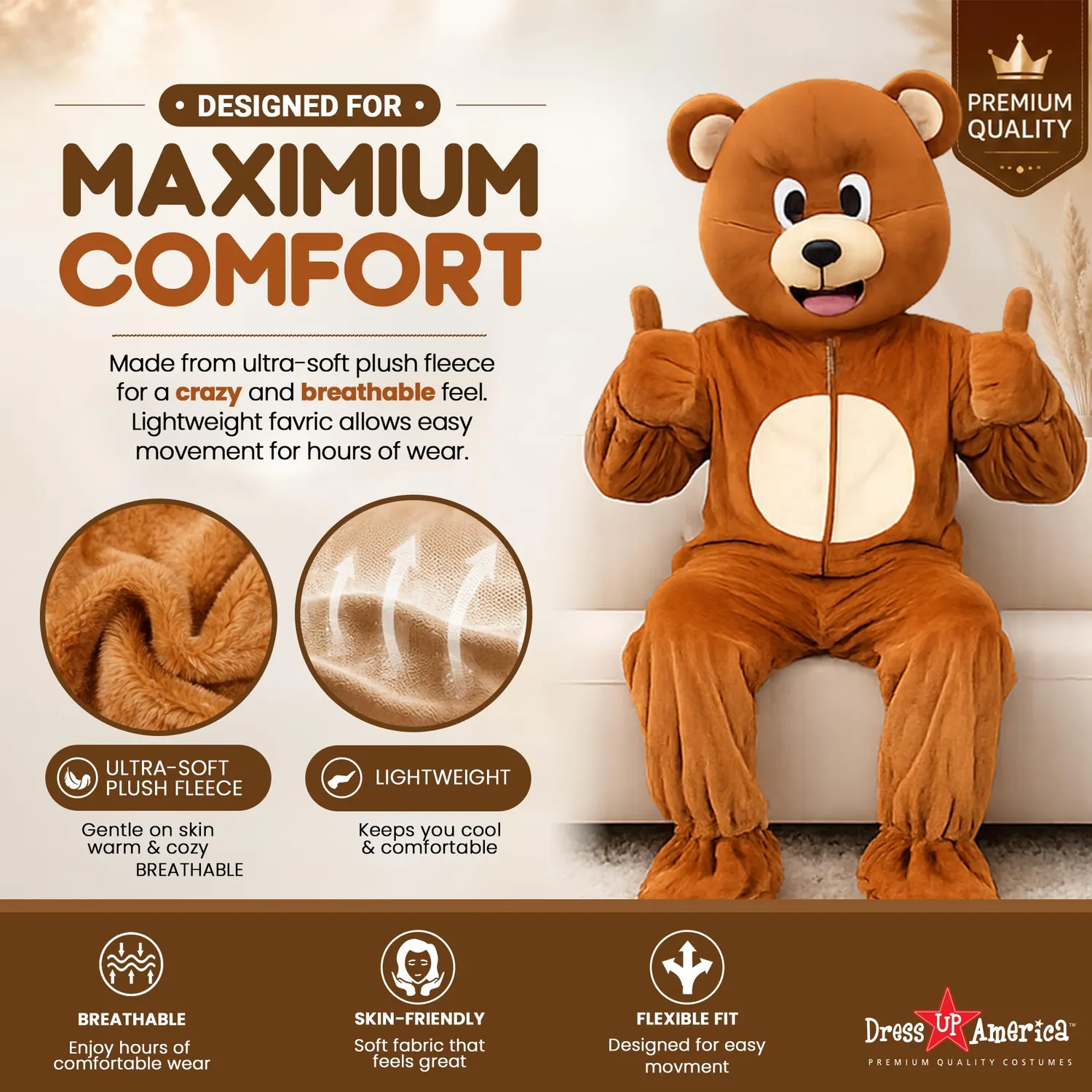 Dress Up America Orso Bruno costume mascotte peluche