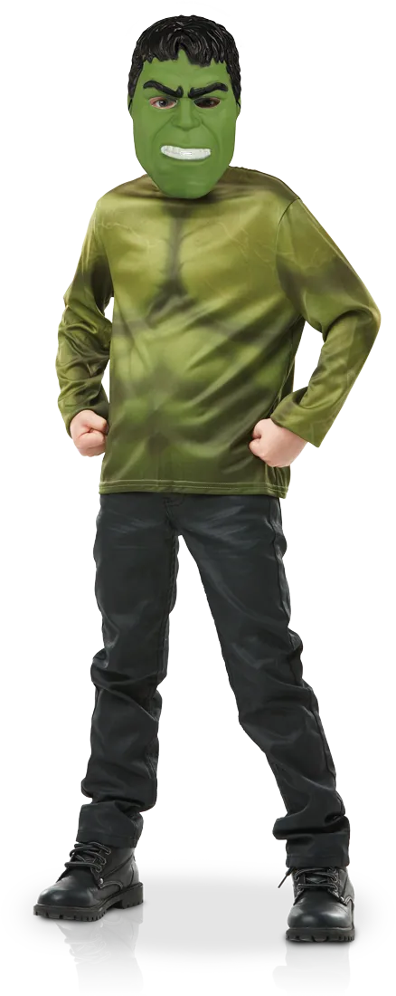 Rubies Hulk top e maschera costume bambino taglia unica muscoli