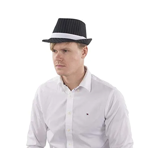 Dress Up America Fedora Cappello Nero Bianco Paillettes