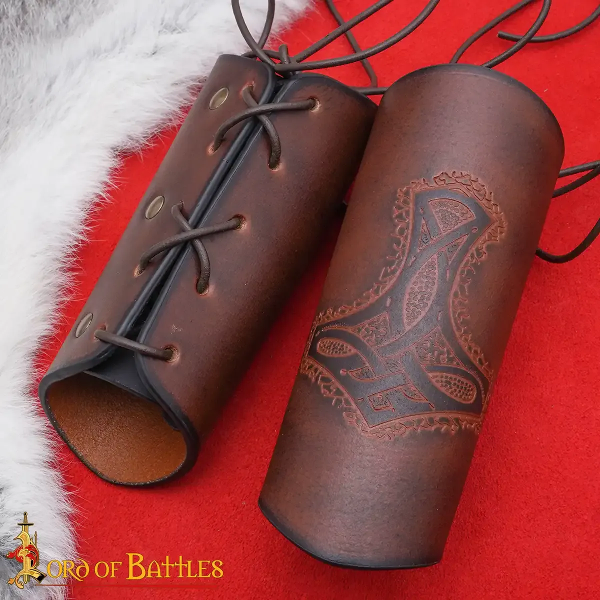 Medieworld Mjolnir bracciali avambraccio in pelle vera