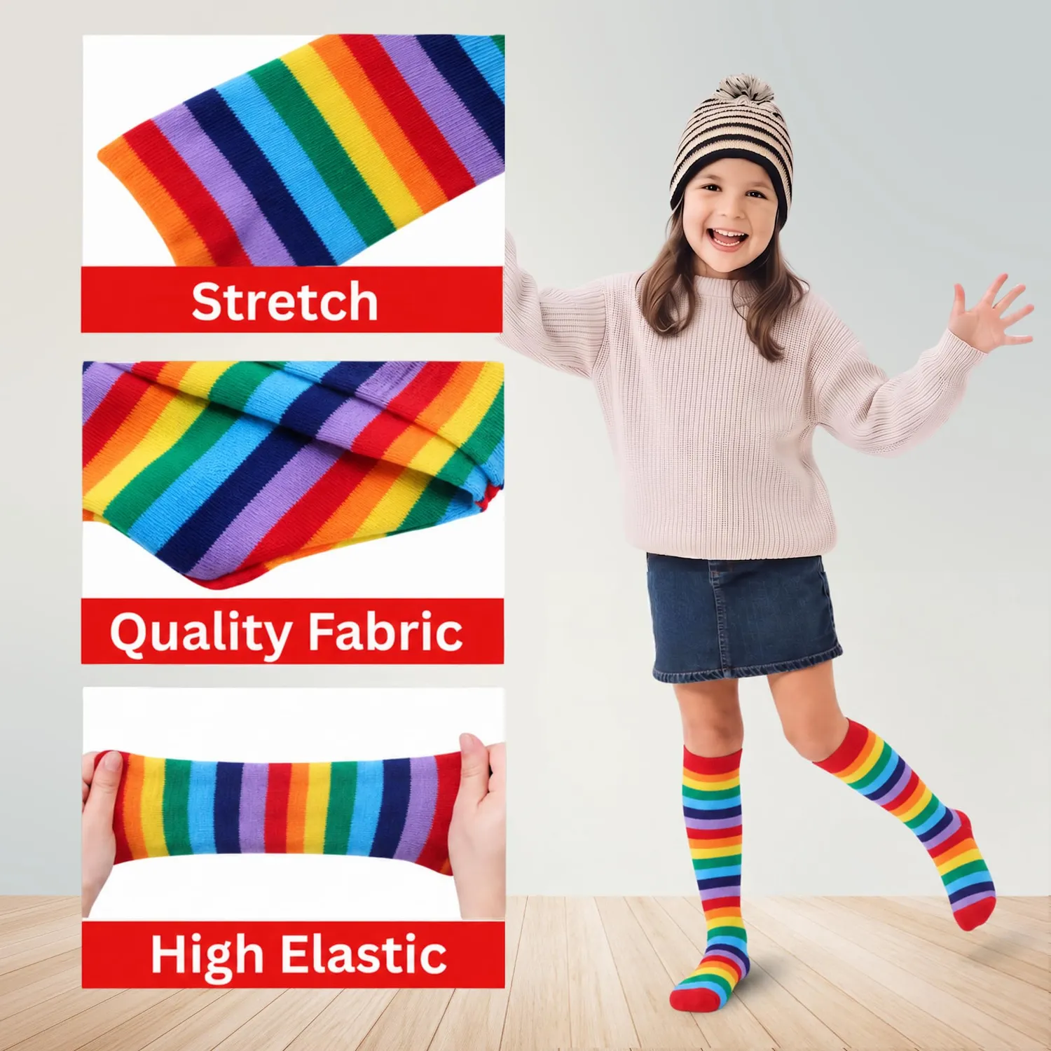 Dress Up America Calzini a righe cotone adulti ginocchio