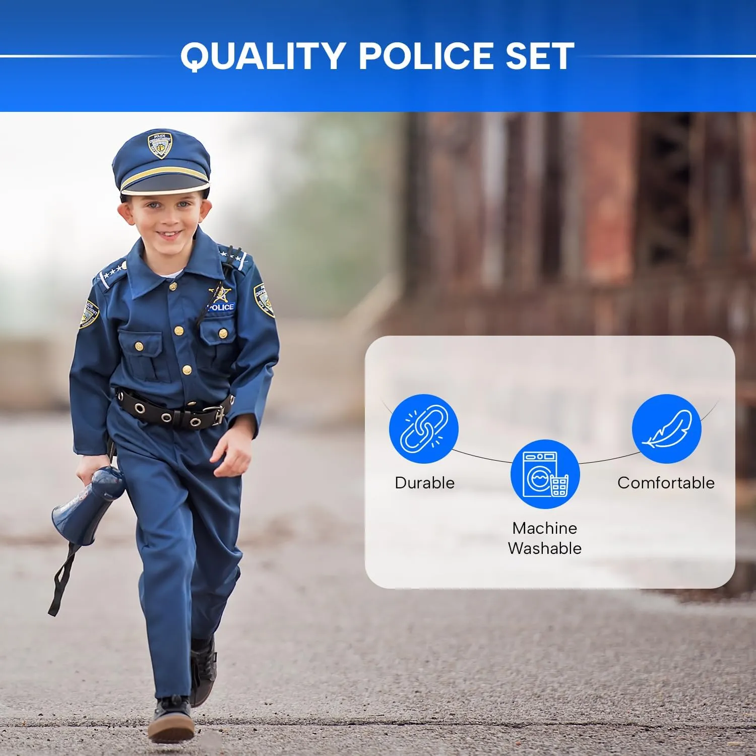 Dress Up America Costume Poliziotto Bambino 3-4 Anni Set Completo