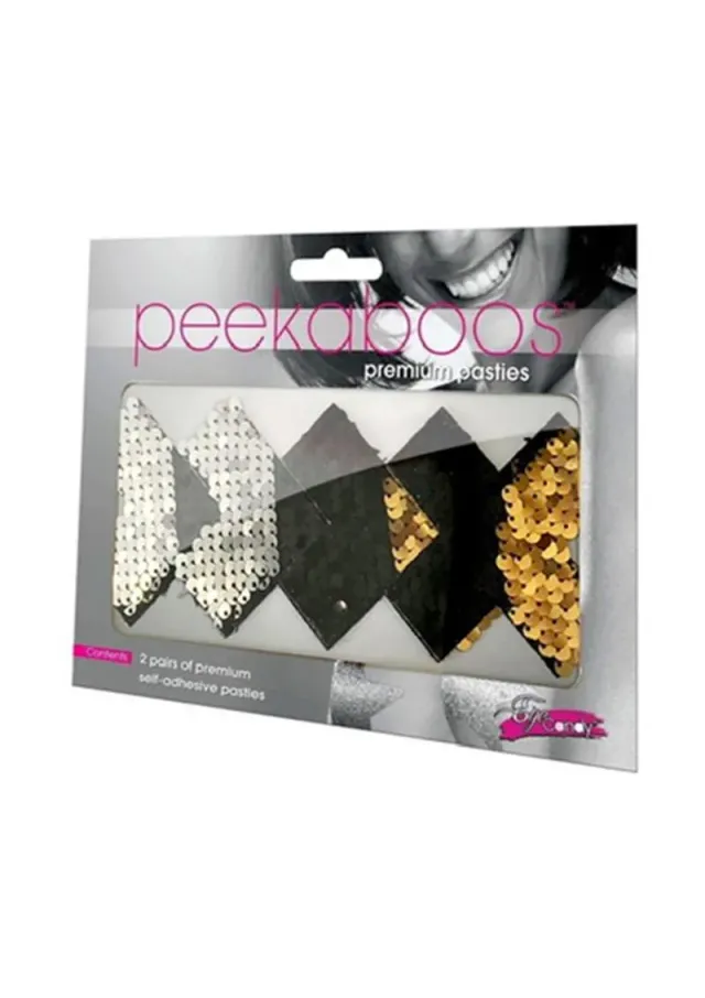 Pleasure Wigs Peekaboos Pasties Sequin X Reversibili Oro