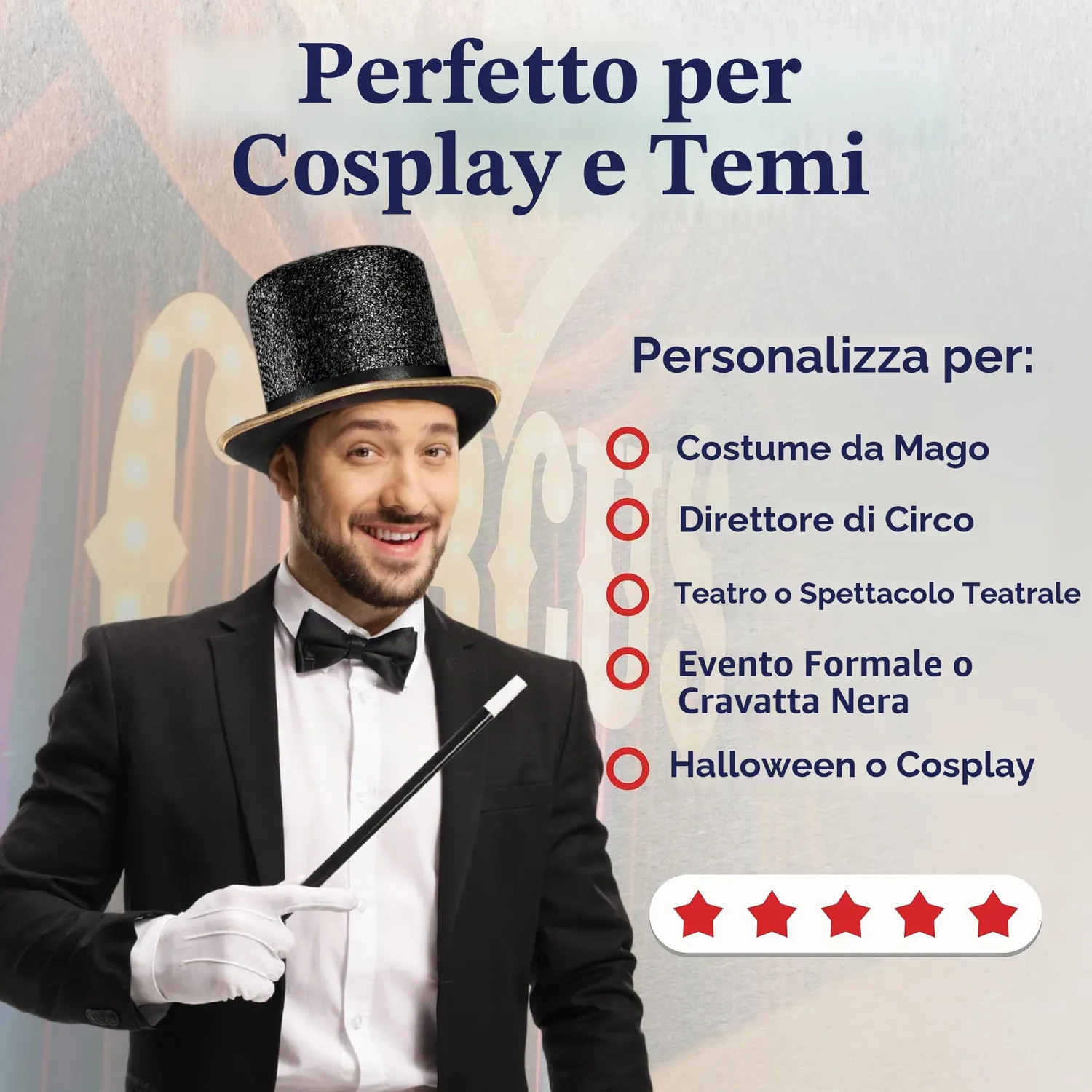 Dress Up America Cilindro cappello nero lucido adulto