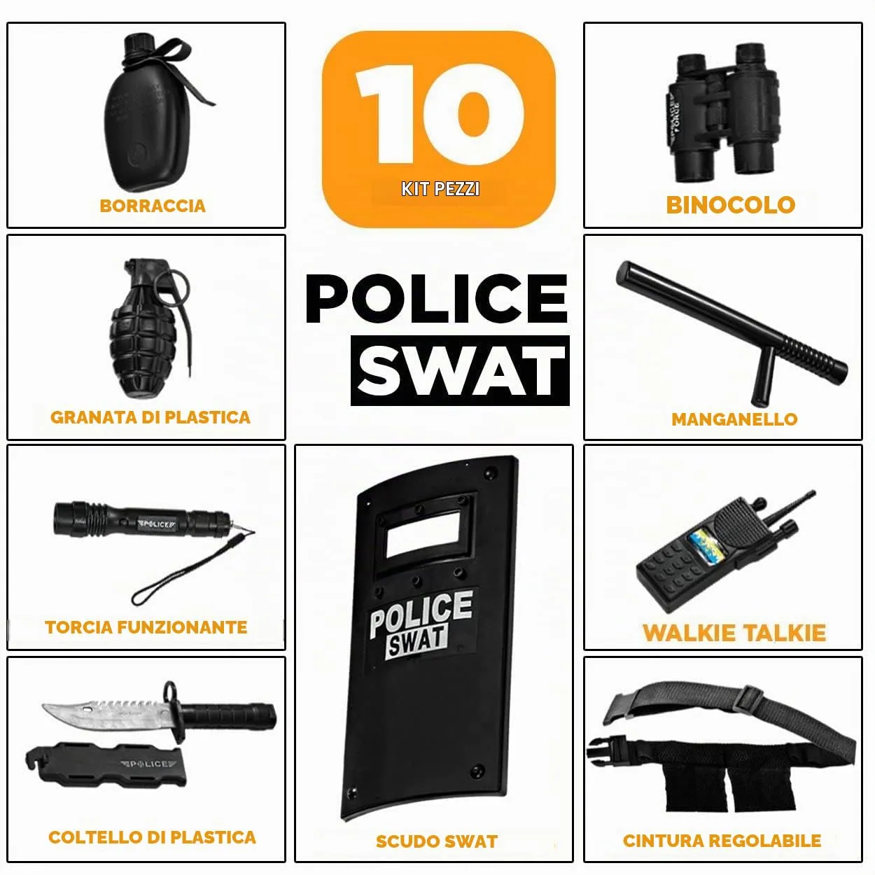 Dress Up America Polizia Set Accessori SWAT Bambino 10 Pezzi