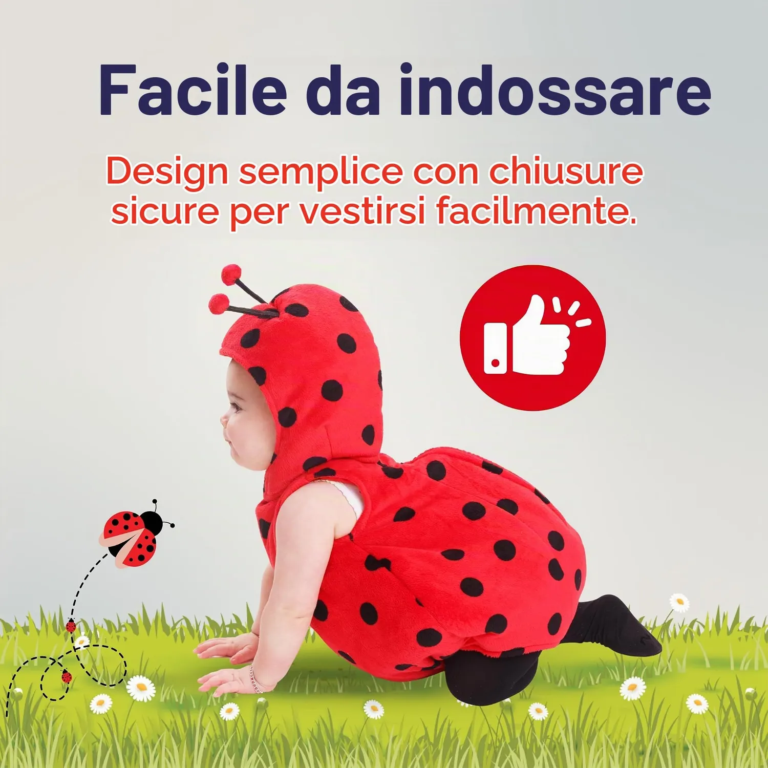 Dress Up America Costume Coccinella Neonata 6-12 Mesi Rosso Nero