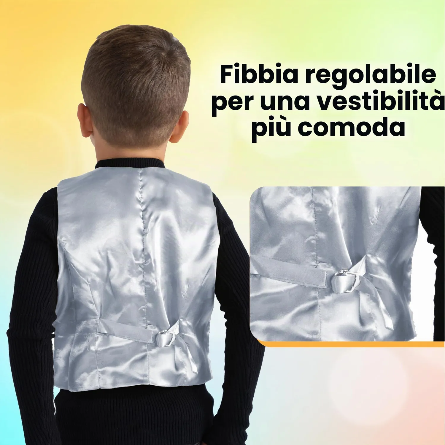 Dress Up America gilet paillette argento 8-10 anni