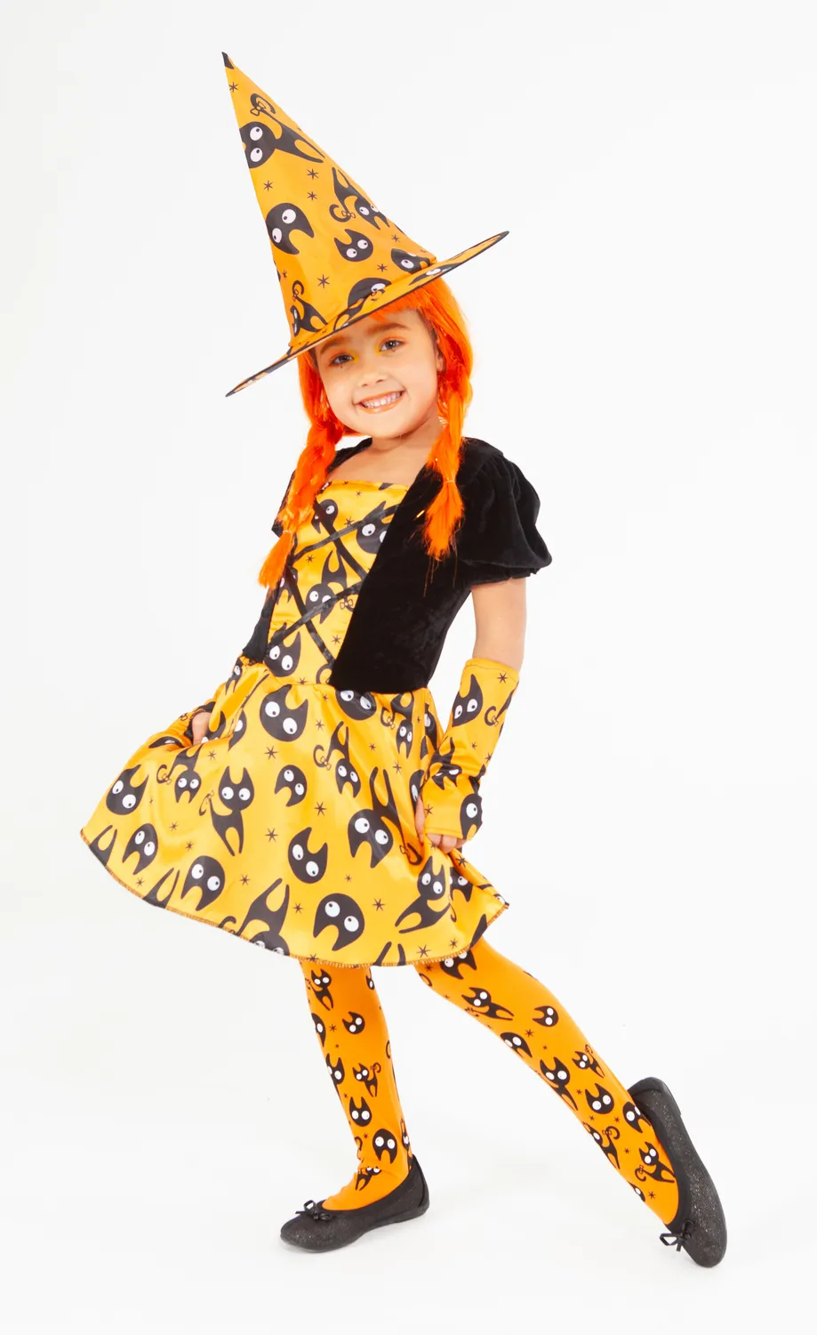 Rubies Mininos costume strega bambina arancione gattini