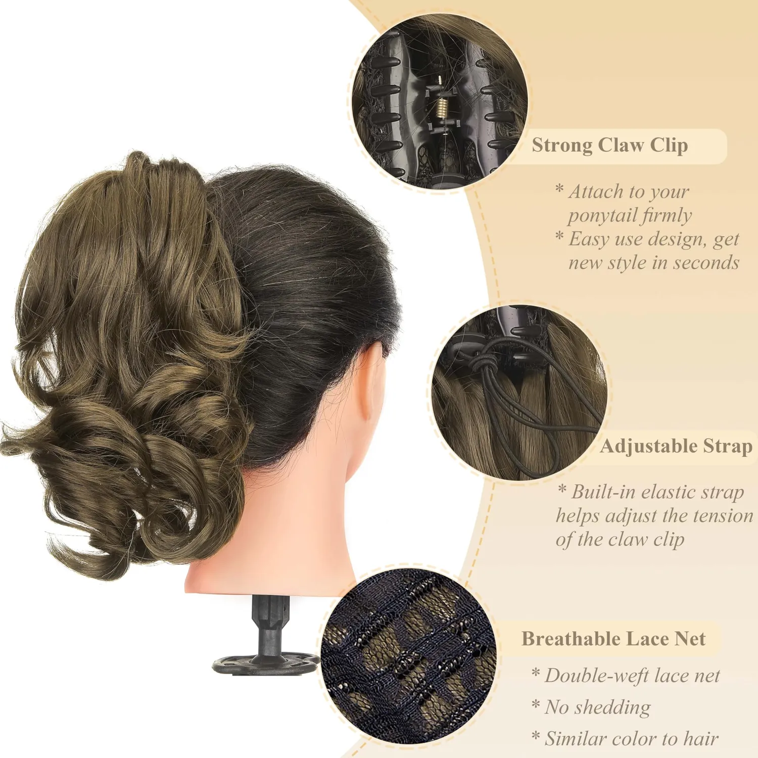 Gairyan Extension Coda 30cm Marrone Chiaro posticcia clip