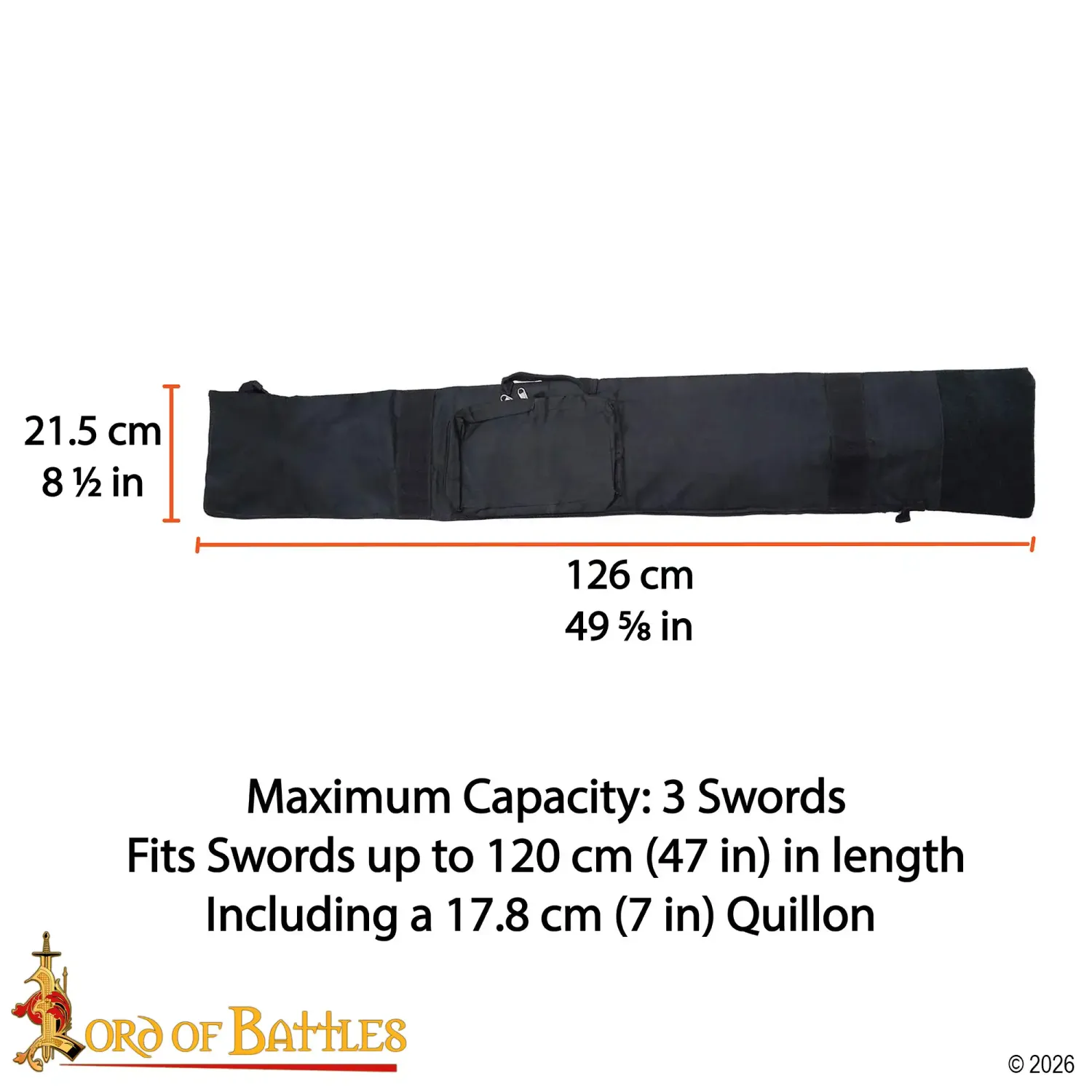 Medieworld borsa porta spade nylon 3 posti 120 cm