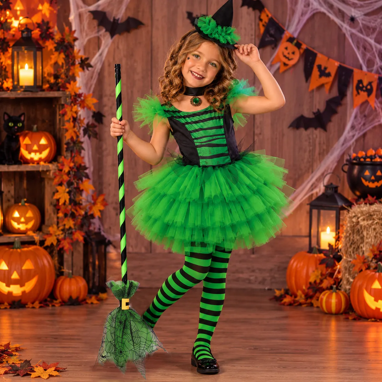 Rubies Strega Glamour Verde Costume Bambina S