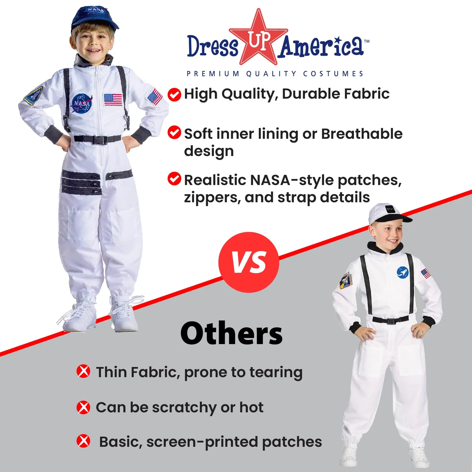 Dress Up America Costume Astronauta NASA Bambini arancione unica