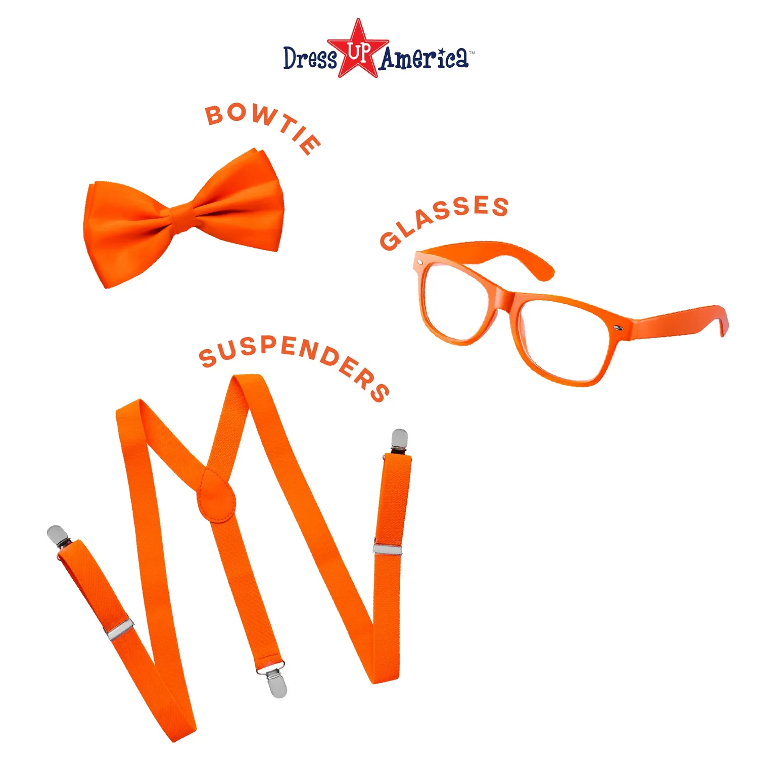 Dress Up America Set Bretelle Papillon Occhiali Neon Verde Adulto
