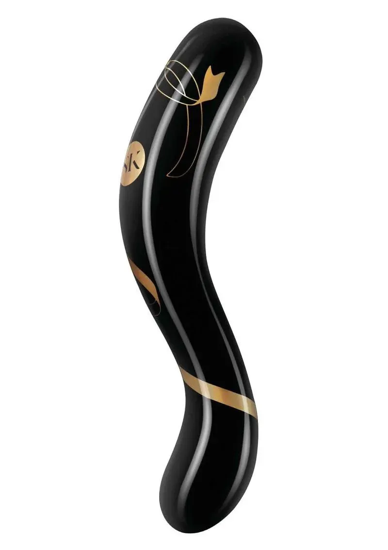 Secret Kisses Double Ended 7" dildo vetro nero-oro