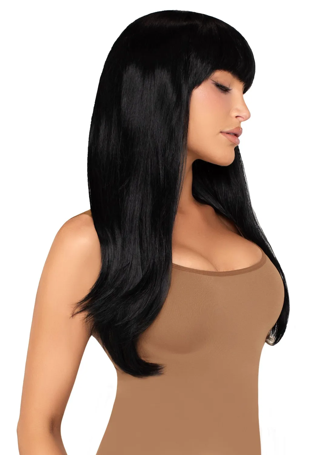 Leg Avenue Bangin Long Straight parrucca liscia nera con frangia