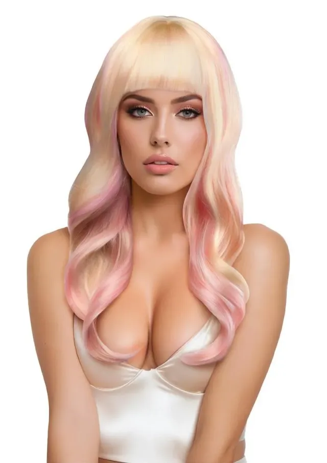 Pleasure Wigs Nicki parrucca rosa pastello platino lunga